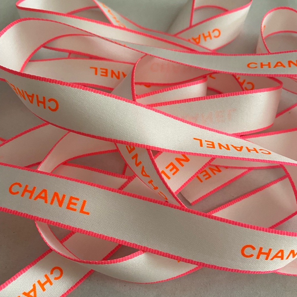 3 yards Chanel White/Neon Ribbon